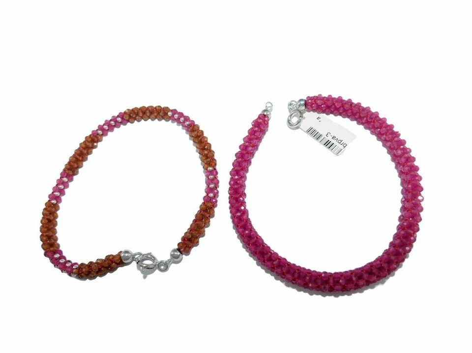 Bracciale da Donna in Pietre con Spinelli Rosa Argento 925 a Spinello di Pietra - Immagine 2 di 3
