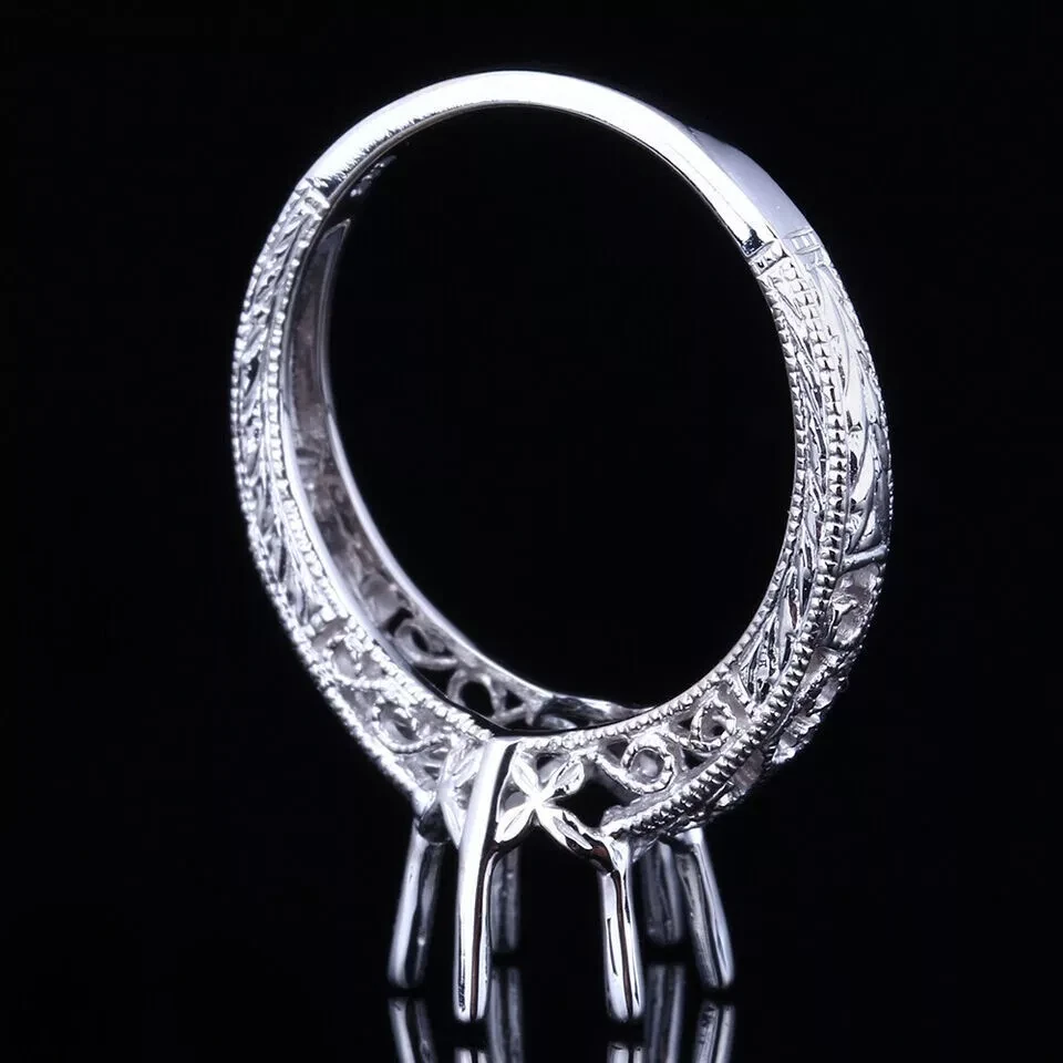 925 SILVER SEMI MOUNT OVAL 9x7MM RING UNIQUE 6 PRONGS SETTING DESIGN - Image 4 of 4