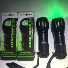 2 Active Eye LED Green Lantern Flashlights (Photoperiod Safe Green LED’s)