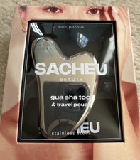 Stainless Steel Gua Sha Tool with Travel Pouch - By SACHEU New AUTHENTIC 