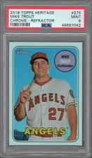 2018 MIKE TROUT TOPPS HERITAGE CHROME REFRACTOR /569 PSA 9 #275 ANGELS STUD! MVP