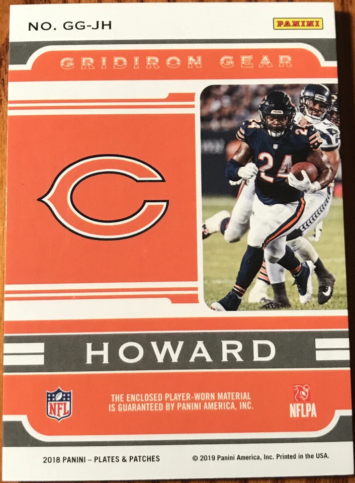 2018 Panini Plates & Patches Gridiron Gear Patches BLUE Jordan Howard #’d 38/45 - Image 2 of 2