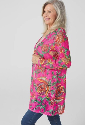 QVC Michele Hope Long Sleeve Duster Lace Cardigan Hook Fastening Pink 10 /12 New - Picture 4 of 6