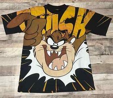 Taz Shirt Adult Large Black AOP Modern Reprint Tasmanian Devil Nostalgic