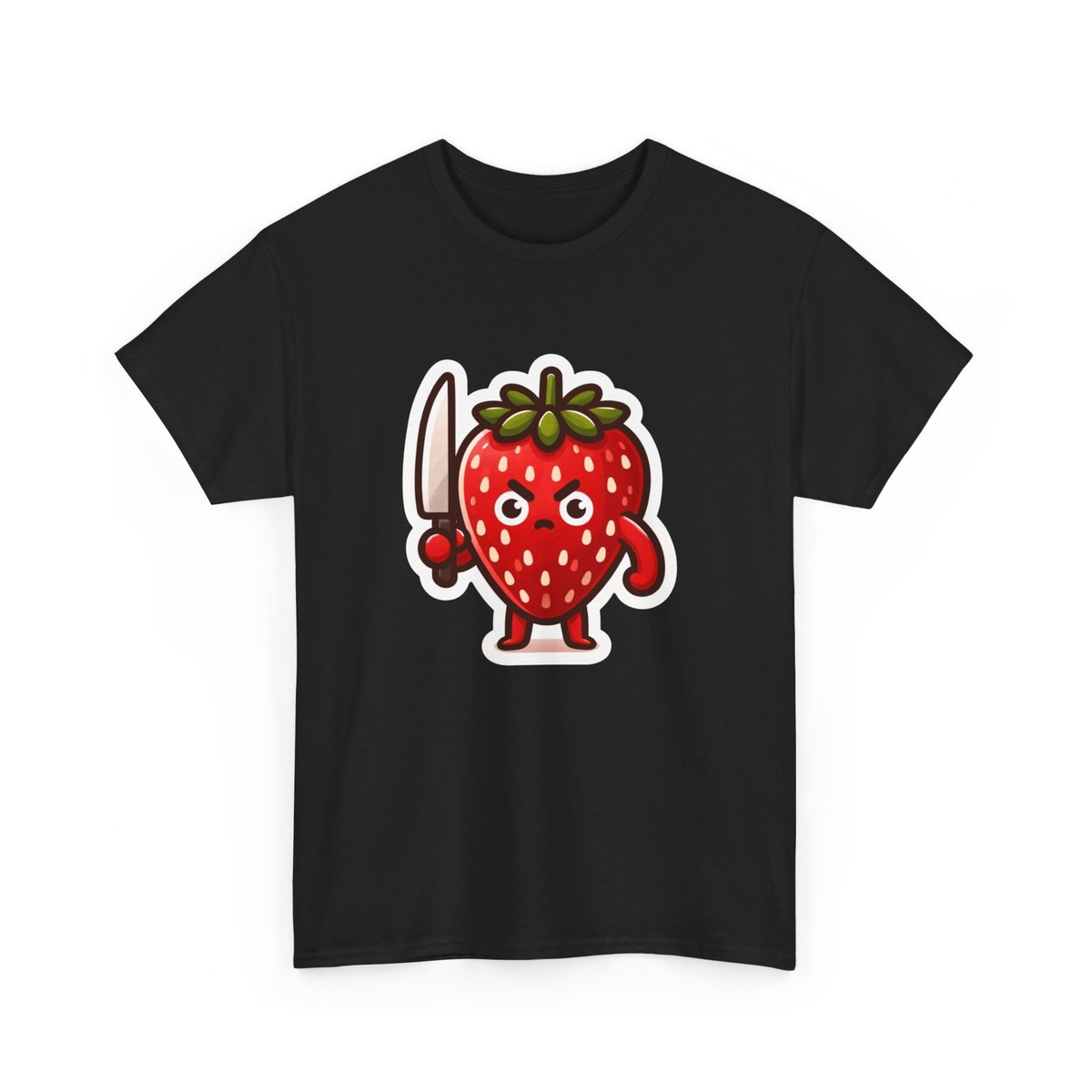 Unisex Adult T Shirt Killer Strawberry Playful Fun Psycho Fruit