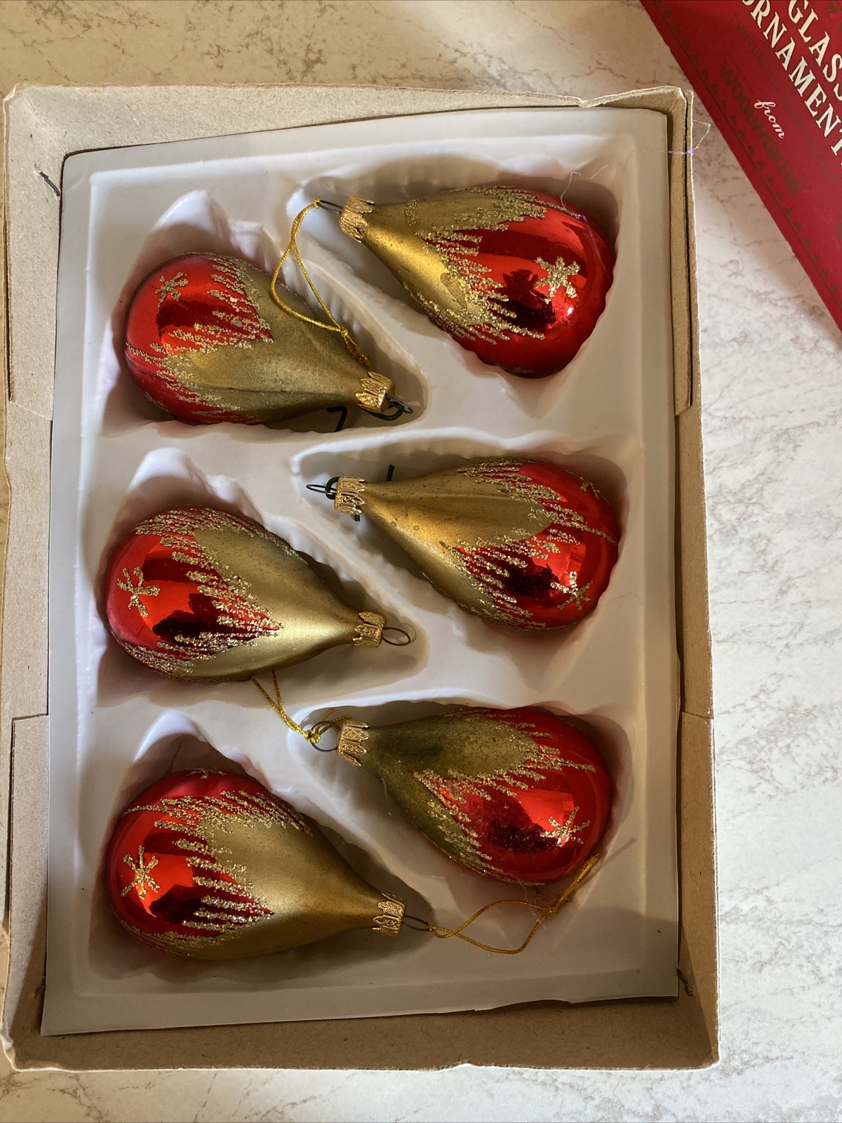 Vintage Woolworths Christmas Decorations Boxed Hand Crafted Glass