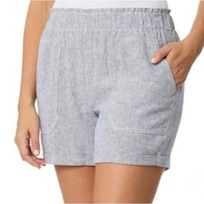 Briggs Women's Linen Blend Pull-On Shorts, Navy Stripe, XL