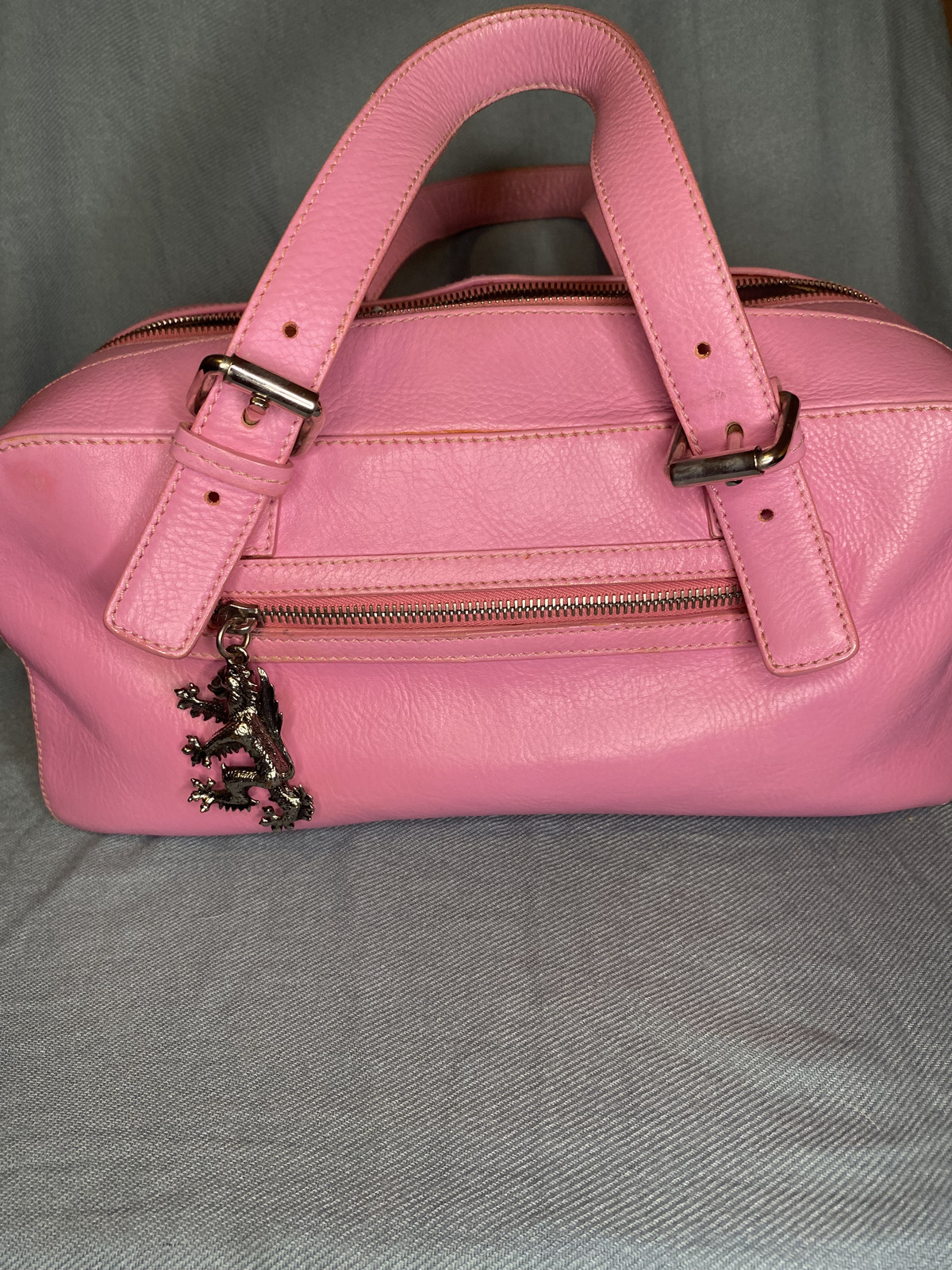 Vintage Pringle of Scotland Pink Leather Purse with Cloth Cover