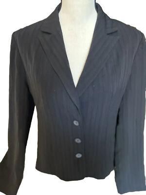    WOMENS  BLAZER JACKET COAT SIZE 8 Hillard&Hansons Black On Black Stripe