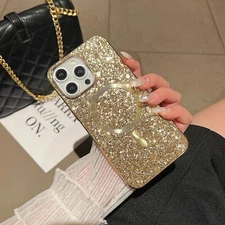 For iPhone 17 Pro Max 16 14 13 Mag Safe Magnetic Bling Glitter Hard Phone Case