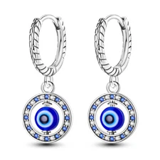 MULA Original Rotating Eye Hoop Earrings CZ Women Jewelry 925 Sterling Silver