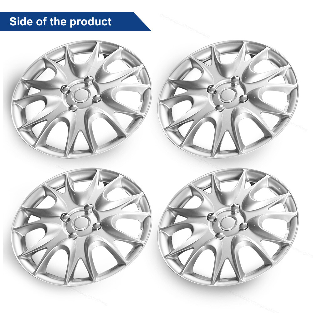 Set of Four 13" Wheel Covers Universal Model R13 Full Rim Silver Full