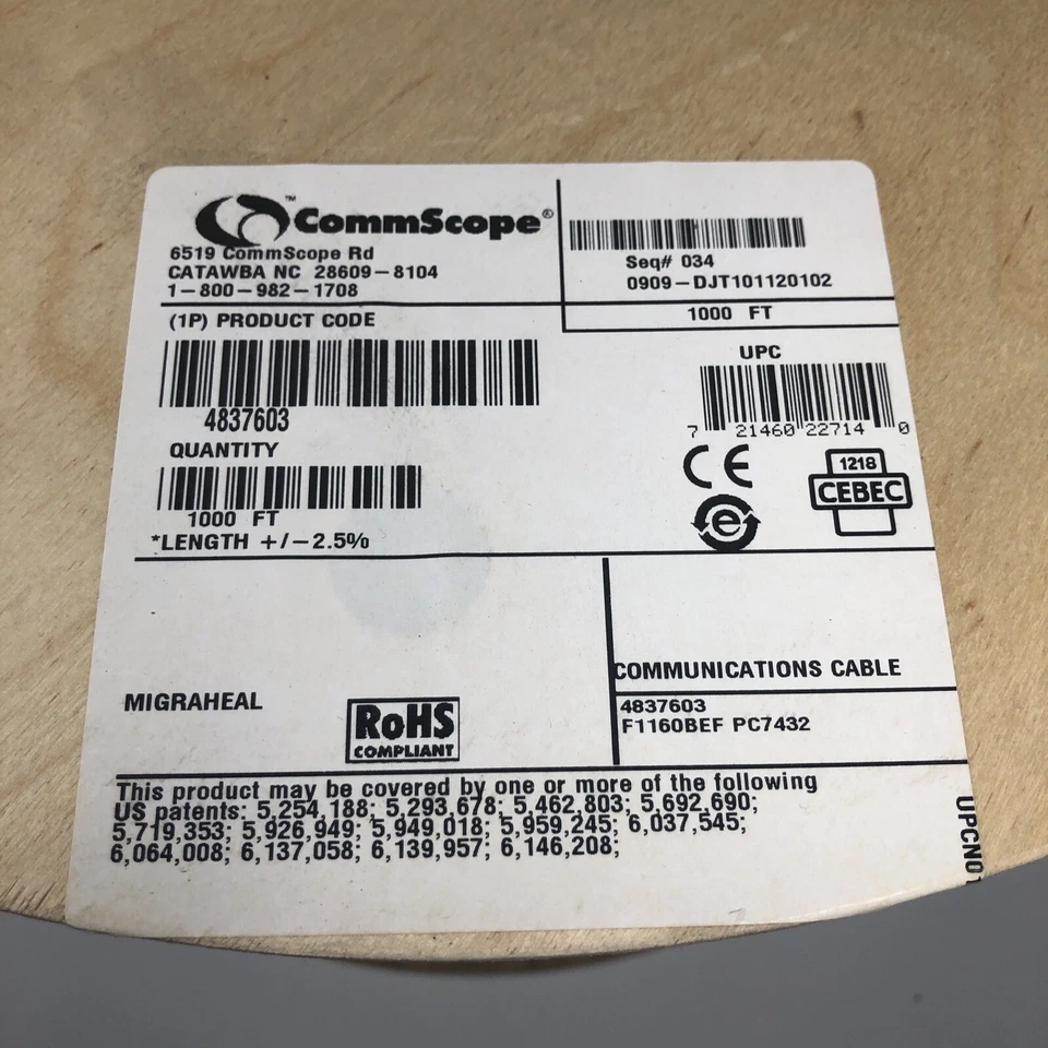 NEW 1000' reel CommScope F1160BEF Underground Coax PFC7432 RG11 Migraheal Burial - Image 2 of 4
