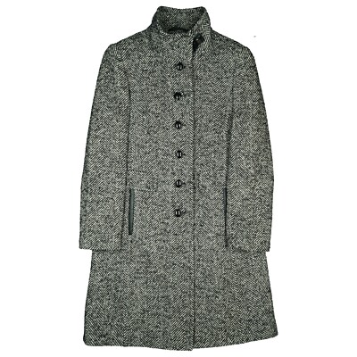 Basler Damen Jacke Mantel Trenchcoat Wolle Gr 38 M schwarz weiß Grau schick  edel