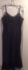 VTG 1960s BARBIZON Little Miss Sz 9 Navy Blue Nylon Full Slip Lace