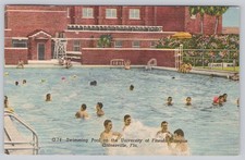 1953 UF Gainesville Swimming Pool Linen Postcard - Curteich-Chicago