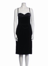 Dolce & Gabbana Black Velvet Dress With Hidden Bustier, Size 44IT