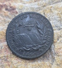 Mexico NICE 1/4 Real 1860 Copper SAN LUIS POTOSI Dug Coin Scarce Mint  KM#359