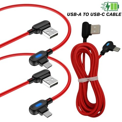 3/6Ft 90 Degree Right Angle USB Type C Fast Charger Cord For Android Samsung Lot
