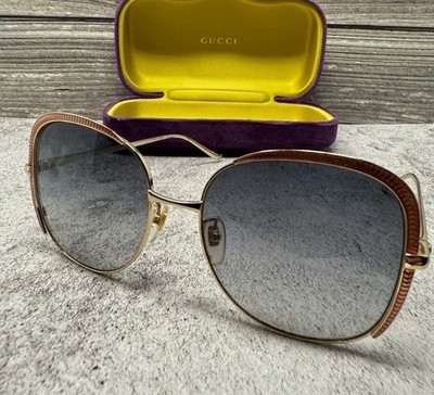 Gucci Women's GG0400S GG/0400/S 003 Gold/Red Fashion Square Sunglasses 58mm
