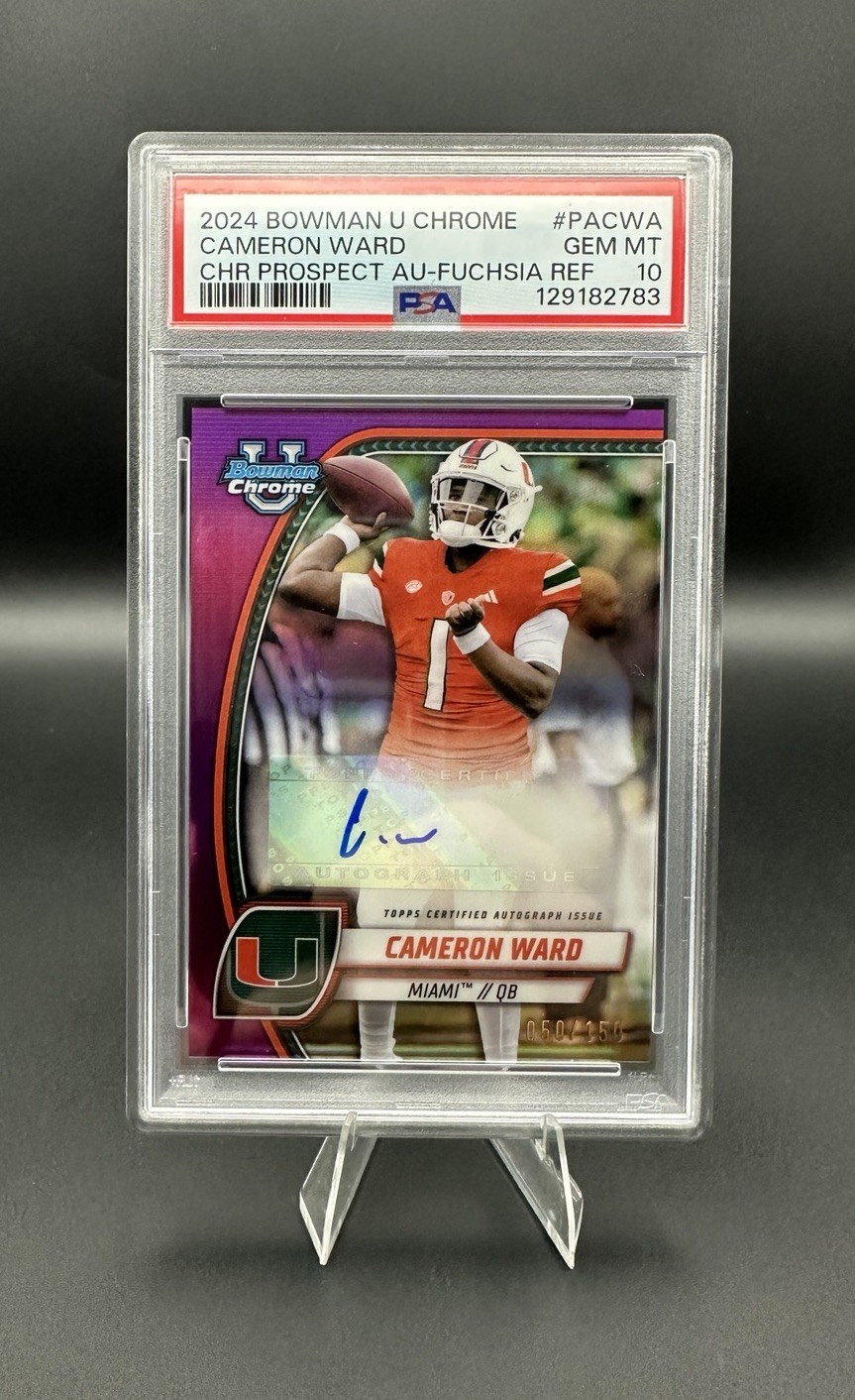 2024 Bowman University Chrome Cameron Ward Fuchsia Refractor Auto /150 PSA 10