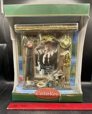 Cedar Key Large Stone Fishing Theme Picture Frame 4x6 & 5x7'' New In Box