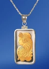 Pamp Suisse Fortuna 10 Gram Silver Bar Necklace With 24k Gold Highlighting