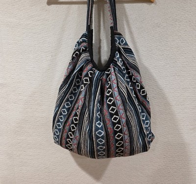Tribe Azure Fair Trade Womens Banana Hobo Bag Handmade Jacquard Boho Tote Hippie