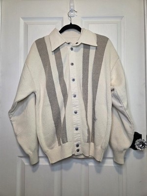 VTG Blue Willi's Sweater Ivory Cardigan Indigo Dyed NWT 90s Hamptons Heritage S