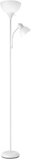 67136 72" Torchiere Floor Lamp with Adjustable Reading Light, Matte White Fin...