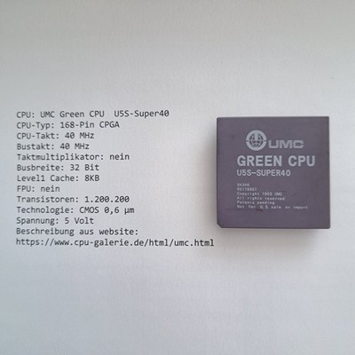UMC Green CPU U5S-SUPER40, keramik cpu aus private sammlung