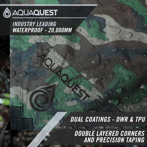 AquaQuest Defender Camping Tarp - Schwerlastzelt 10 x 10 ft, Woodland Camo - Bild 2 von 7