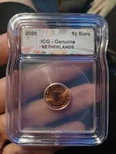 2000 Netherlands 1c Euro Coin ICG Genuine World Coin BU