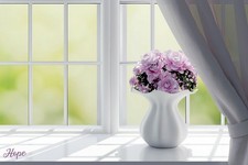 365844 Finestra della Speranza con Fiori Vaso Decorazione Arte Stampa Poster