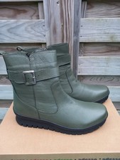 Adesso Robin Leather buckle ankle boots Olive Size 39 RRP £92.40 New in Box
