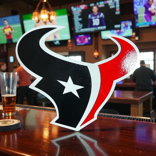 NFL Houston Texans Bull Head Wall Sign 3D Wood