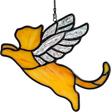 Angel Cat Memorial Gifts Stained Glass Window Hanging,Orange Cat Themed Gifts fo