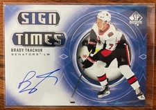 Brady Tkachuk 2020-21 SP Authentic Sign of the Times Auto Ottawa Check Condition