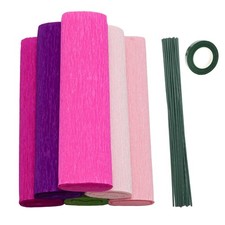 6 Rolls Crepe Paper Streamers, 10 x 95 Inch Pink Colors Crepe Paper Sheets fo...