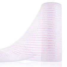 10 inch x 30 Feet White Iridescent Foil Metallic Deco Mesh Ribbon Roll