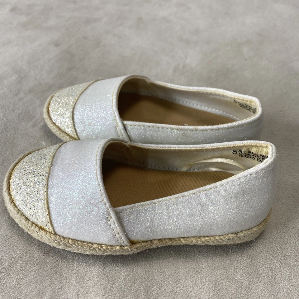 The Children's PLACE Toddler Girl Glittery Sparkle Espadrilles White Shoes 5C - Image 4 of 4