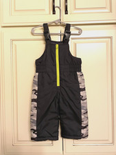 Carters "Just One You" Snow Suit Overalls Black w/camo side strips, Sz 12 months