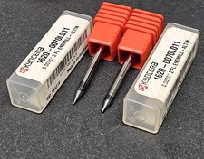 2pc Kyocera 0.007" Carbide End Mill  " Sh 1 " OAL .011" LOC Machinist Micro