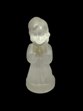 Crisa Kristaluxus Frosted Glass Kneeling Praying Girl Figurine 1950’s Mexico