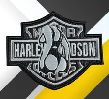 Easy Rider sew-on patch, Miss Lingerie Outlaw Biker Motorcycle in gray and black