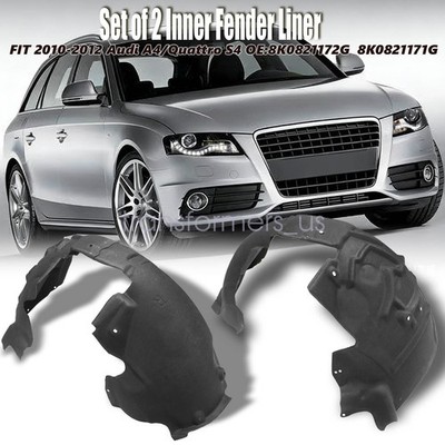 2X Fender Liners Front Left+Right Fit 2009-2012 Audi A4 Quattro 2010-2012 S4