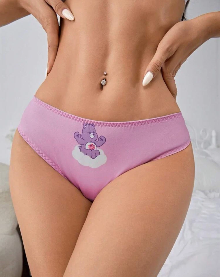 Conjunto de calcinha Care Bears oficial 3 peças colorida Kawaii y2k fofa multicolorida XS SOMENTE - Imagem 3 de 4