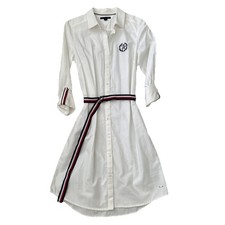 Tommy Hilfiger Classic White 100 Cotton Long-Sleeve Shirt Dress Size S