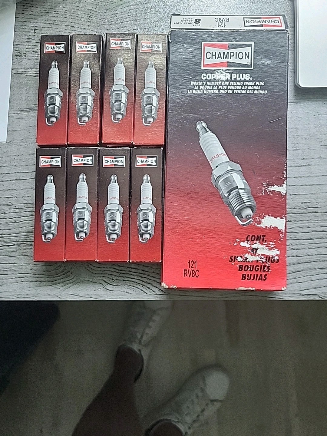 NOS Champion Spark Plugs  COPPER PLUS 121  RV8C Set of 8 MADE IN THE USA