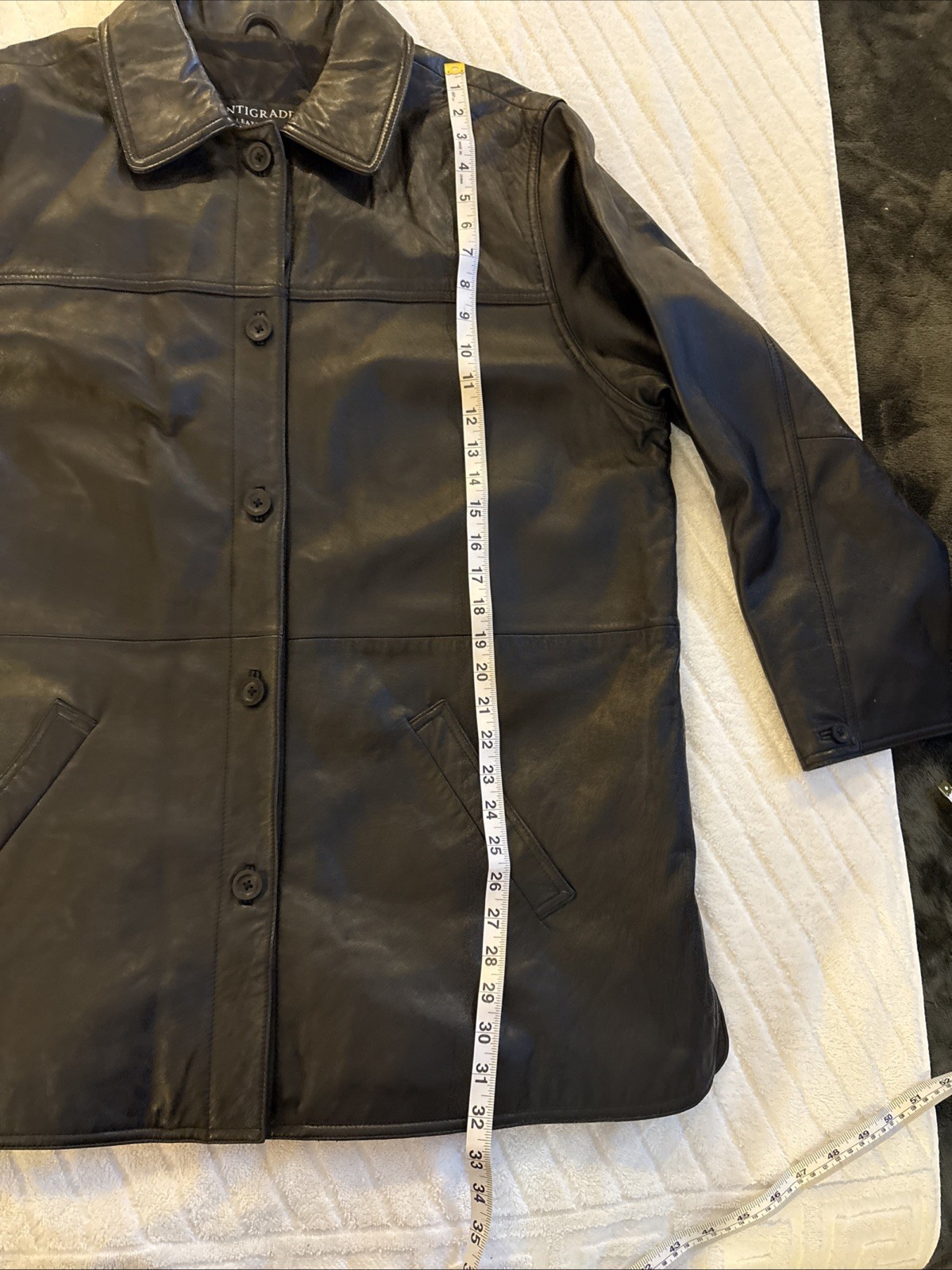 Centigrade Leather Button Jacket Soft Black Lined… - image 14